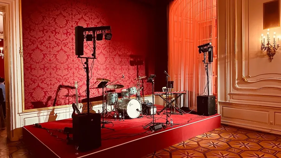 Live band on the dance floor at a wedding