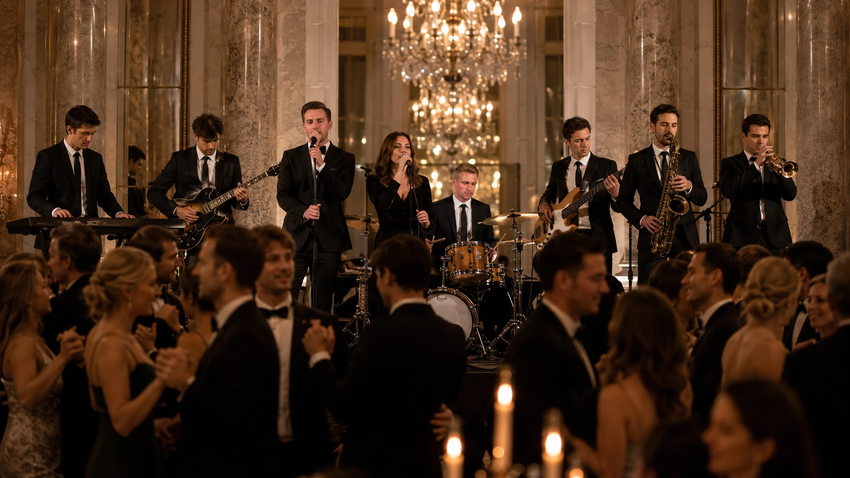 The Jetset Society als Hochzeitsband im Ballsaal beim Tanzabend